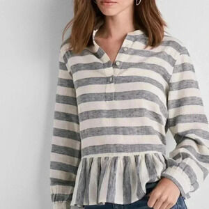Lucky Brand Striped Ruffle Top NWT